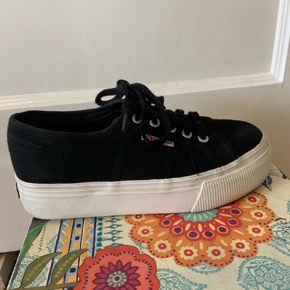 Black Superga Platforms - Picture 4 of 9